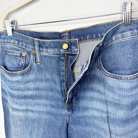 J.Crew Relaxed Boyfriend Jeans Womens Size 32 Blue Denim Distressed Cropped - Picture 4 of 9